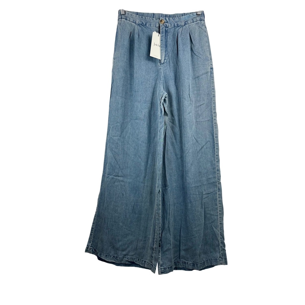 Joie Wide Leg Chambray‎ Pants sz S blue high rise pleated preppy money 90s